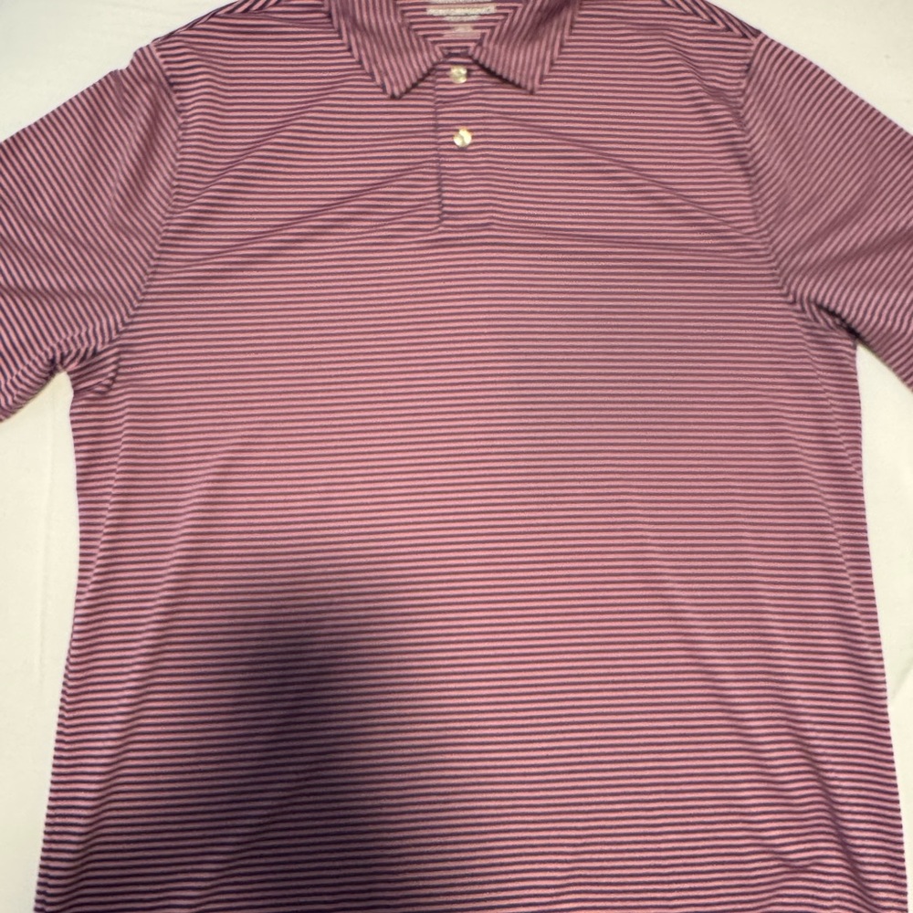 Saddlebred Men's Polo Shirt - Pink/ Bkack Stripes.
